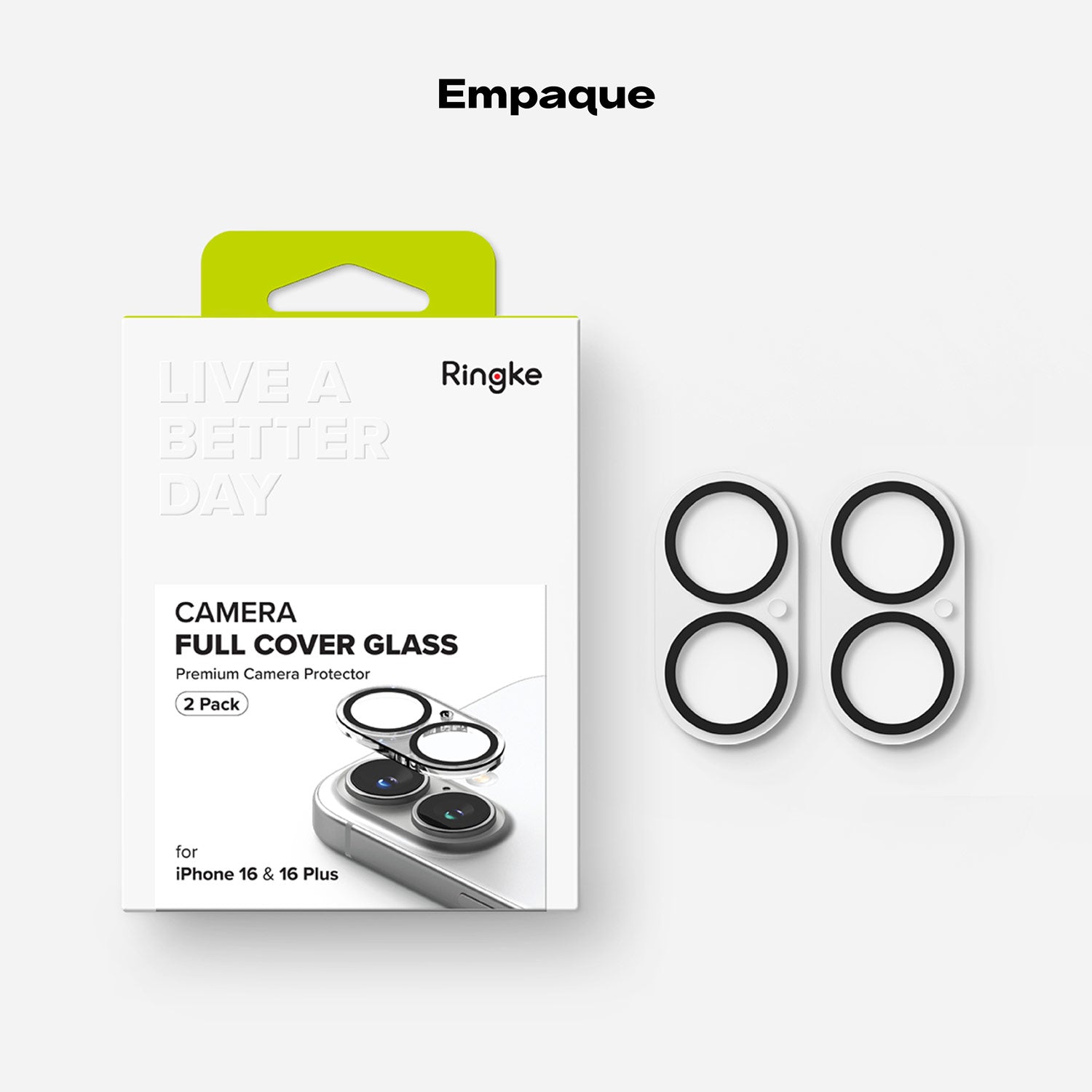 Protector de Cámara Ringke Full Cover Glass Para iPhone 16 Plus / iPhone 16 (2 und)