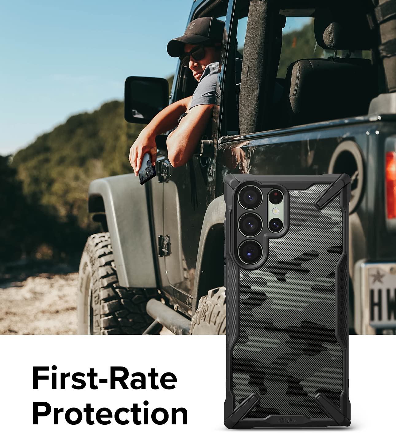 Case Negro Camuflada Ringke Fusion-X Design Para Galaxy S23 Ultra