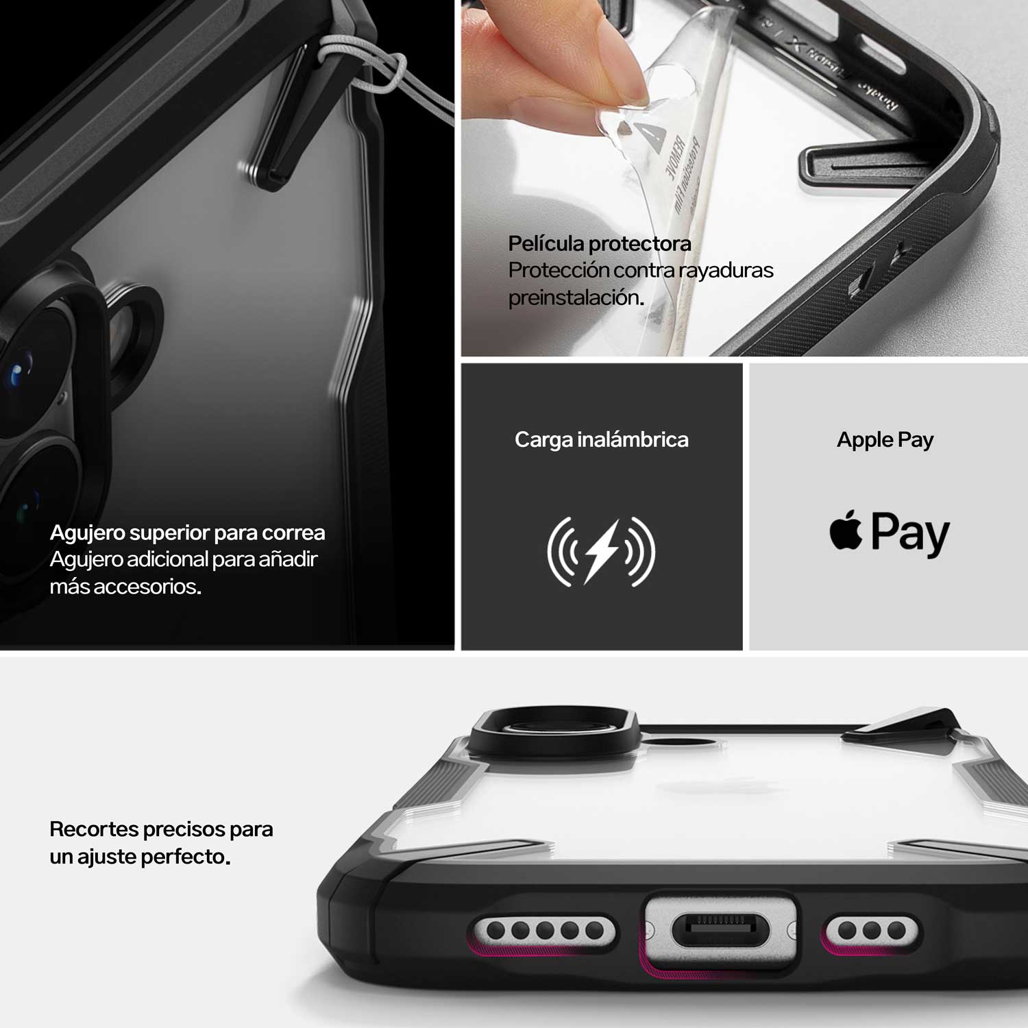 Case Negro Transparente Ringke Fusion X Para iPhone 16