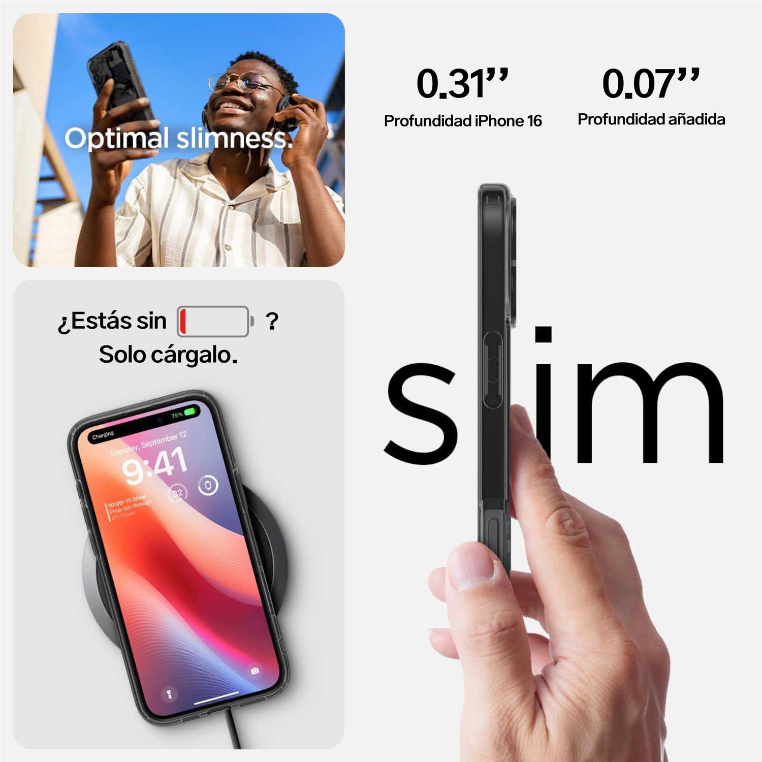 Case Negro Spigen Ultra Hybrid Zero One Para iPhone 16 Con MagSafe