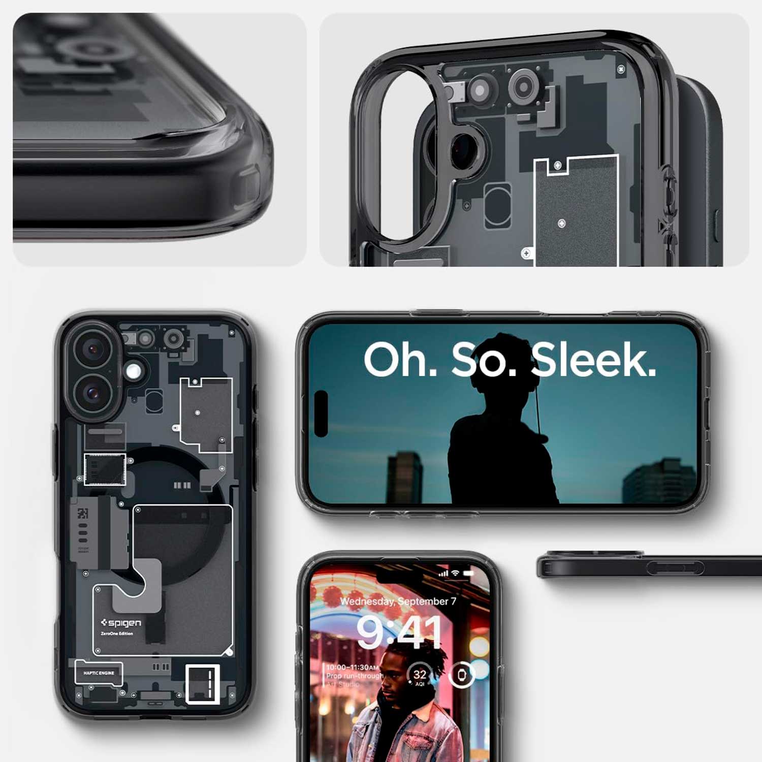 Case Negro Spigen Ultra Hybrid Zero One Para iPhone 16 Con MagSafe