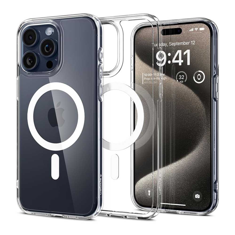 Case Transparente Spigen Crystal Hybrid Para iPhone 15 Pro Max (MagSafe)