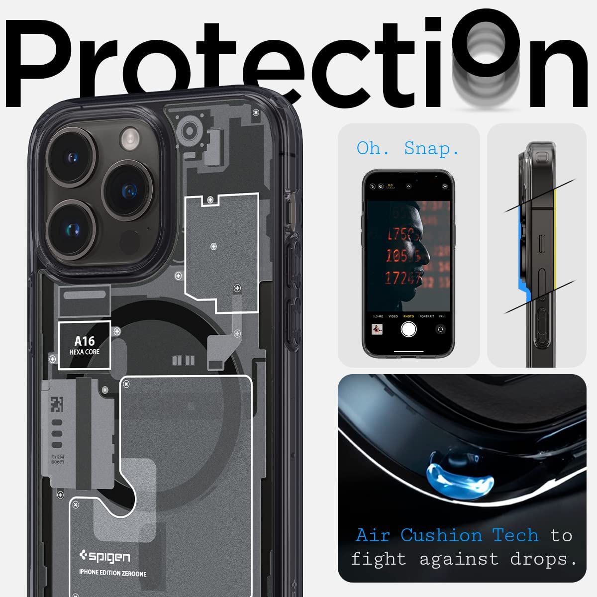 Case Negro Spigen Ultra Hybrid Zero One Para iPhone 14 Pro Max Con Magsafe
