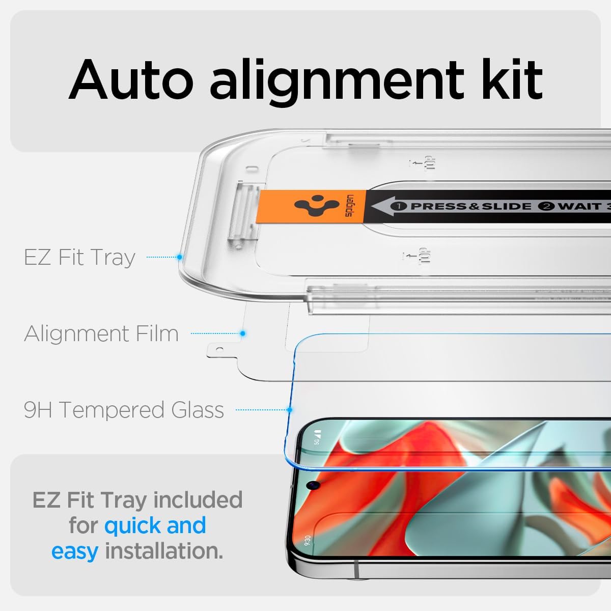 Mica Vidrio Templado Spigen EZ FIT GLAS.tR Para Pixel 9 Pro XL (2 UND)