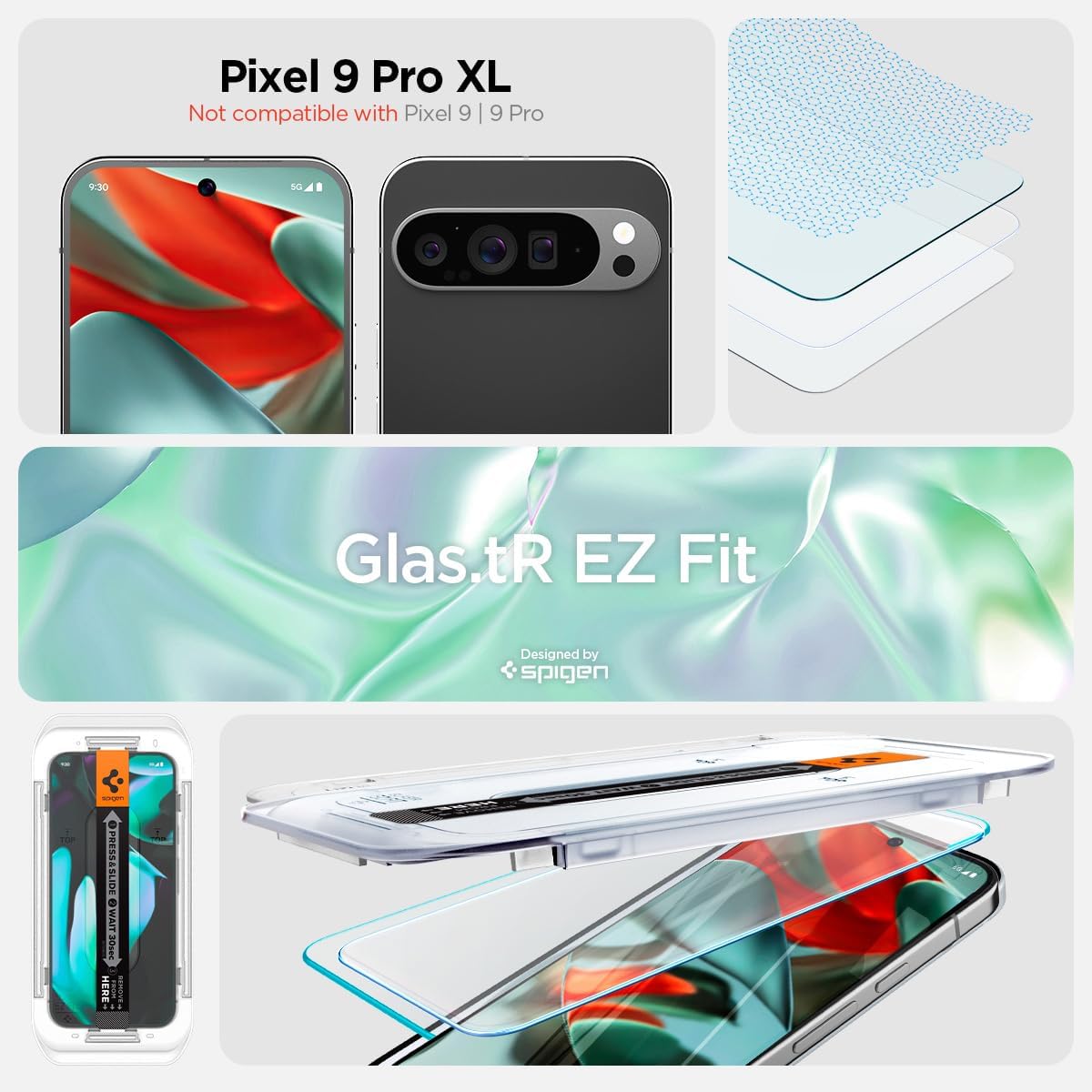 Mica Vidrio Templado Spigen EZ FIT GLAS.tR Para Pixel 9 Pro XL (2 UND)