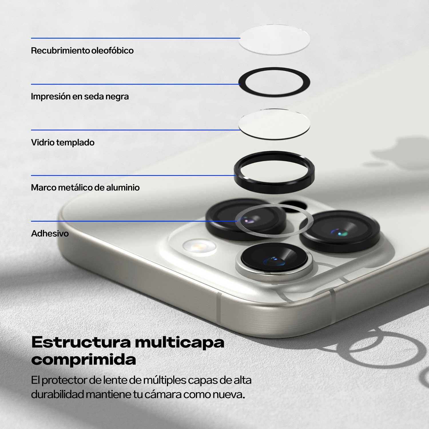 Protector Cámara Ringke Lens Frame Para iPhone 16 Pro Max / iPhone 16 Pro (2 Pack)