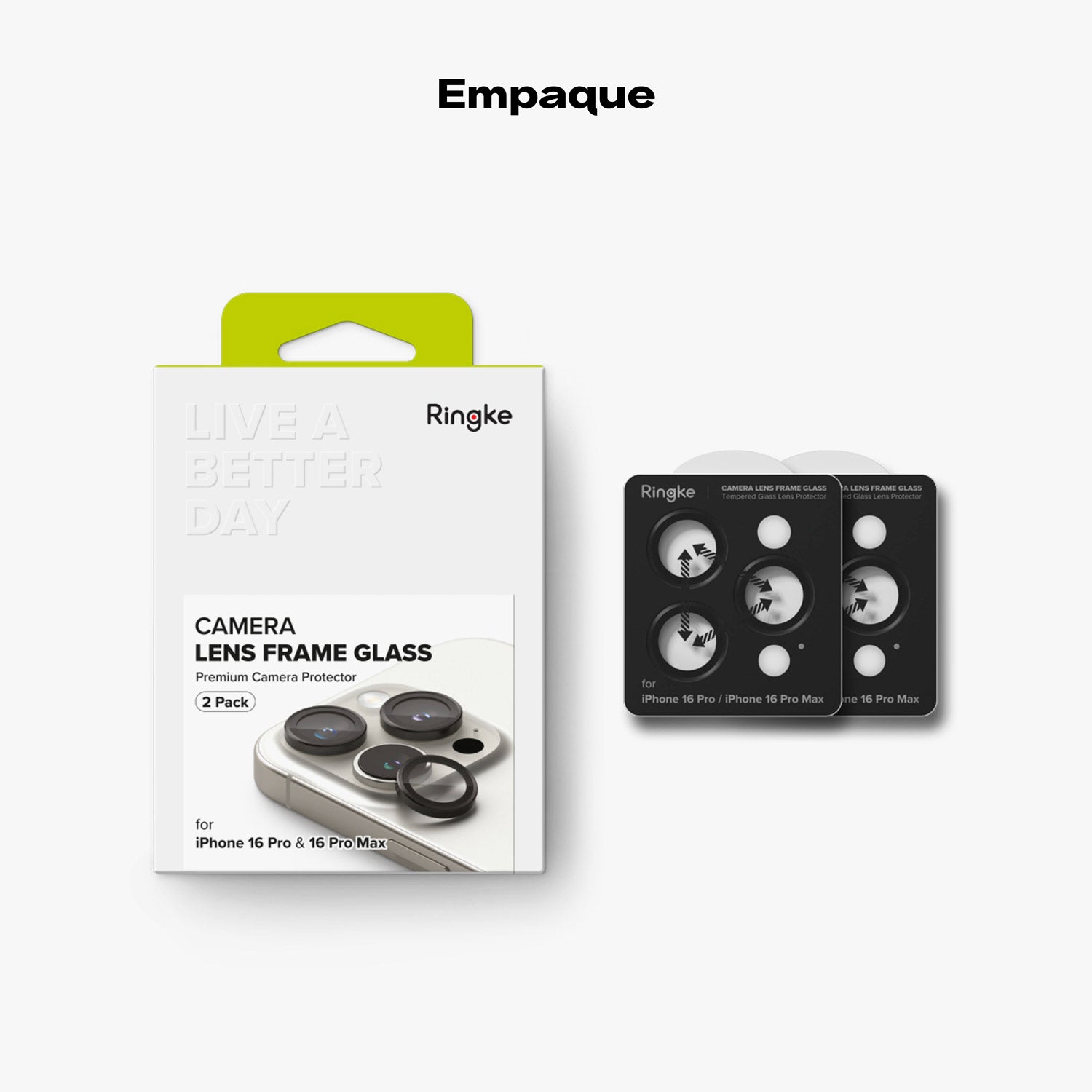 Protector Cámara Ringke Lens Frame Para iPhone 16 Pro Max / iPhone 16 Pro (2 Pack)