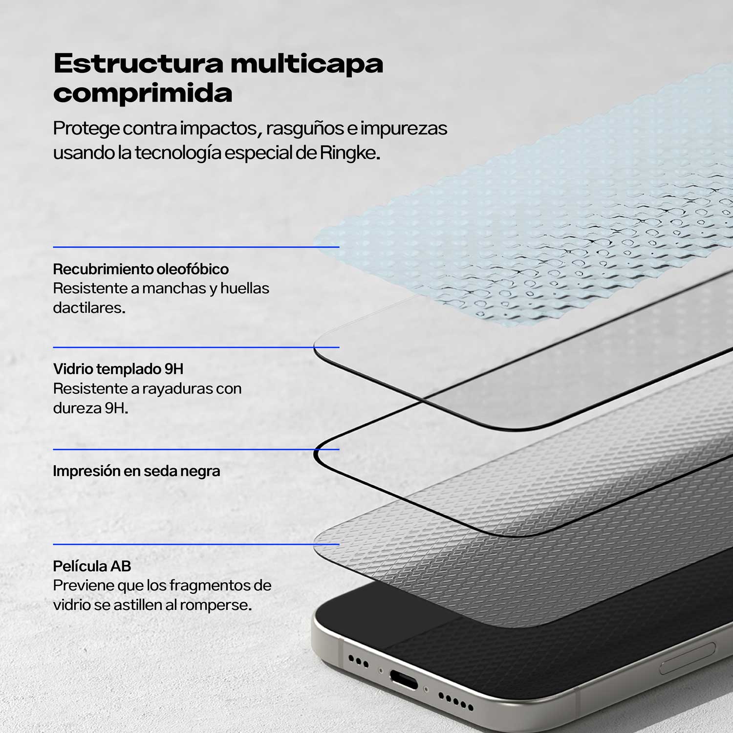 Protector Pantalla Vidrio Ringke Easy Slide Para iPhone 16 Pro Max (2 UND + Instalador)