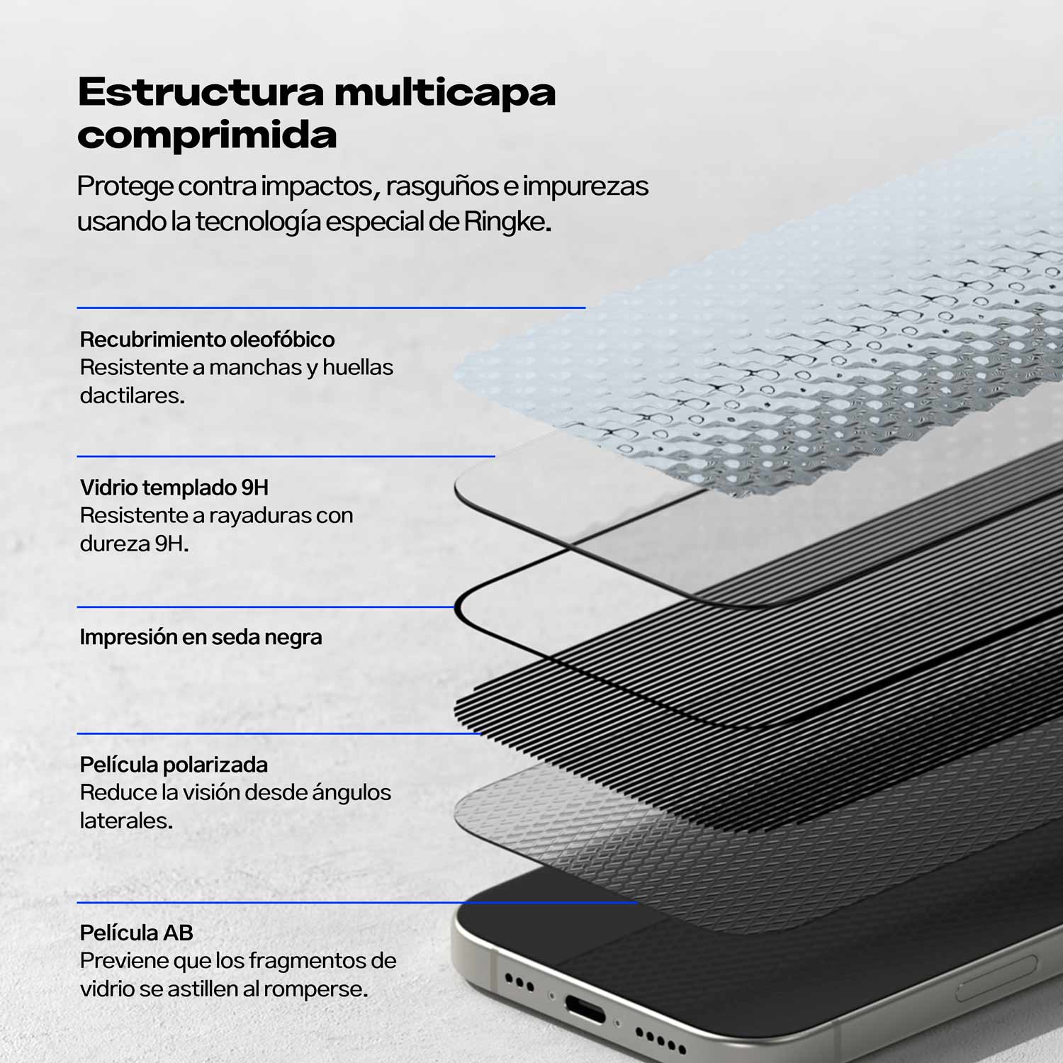 Protector Pantalla Vidrio Ringke Easy Slide Anti-espía Para iPhone 16 Pro Max (2 UND + Instalador)