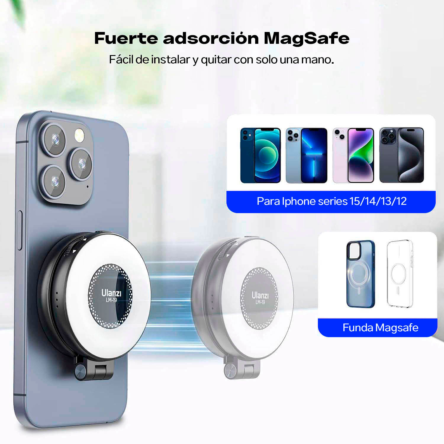 Aro Luz LED Portatil Ulanzi Para Celular Con Magsafe