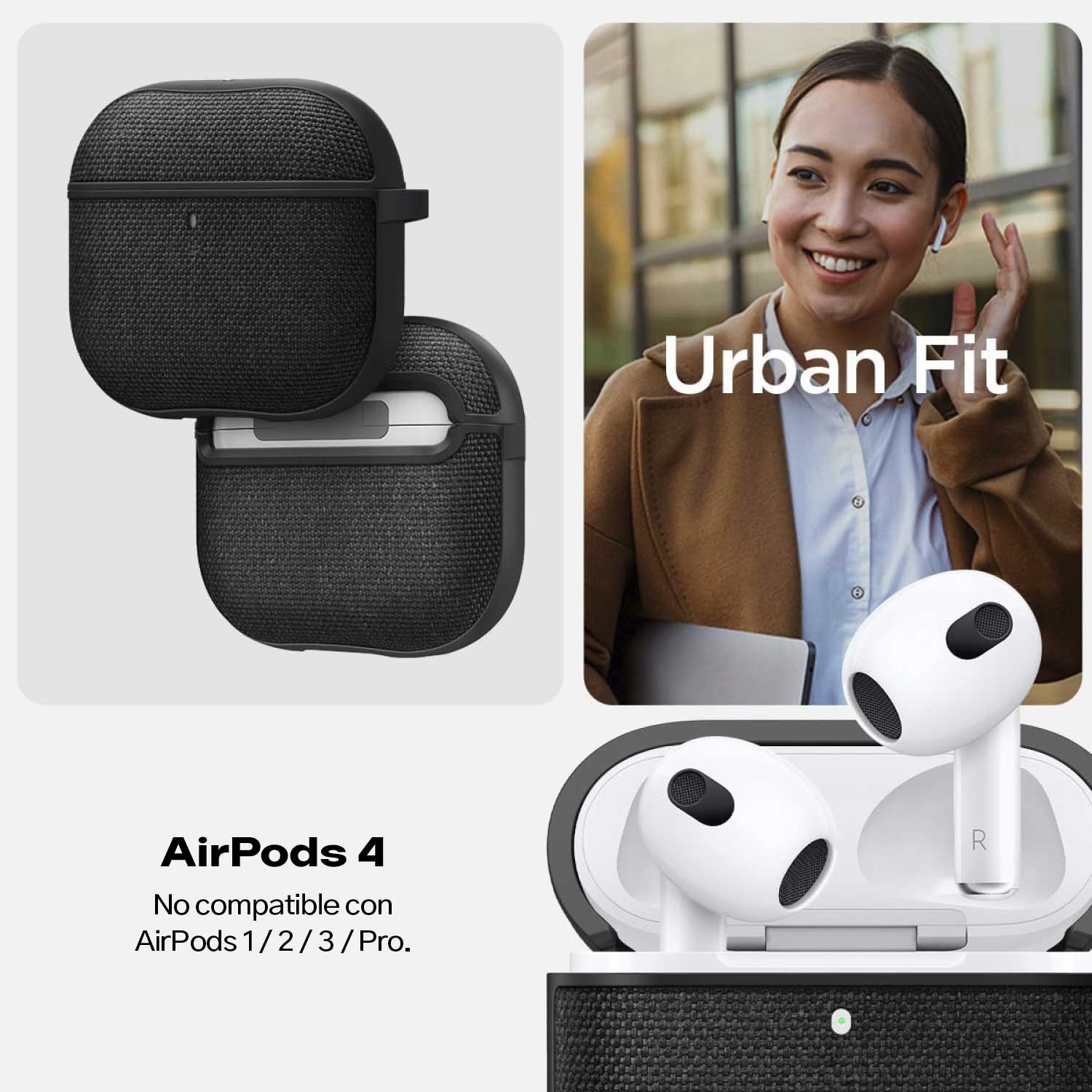 Case Negro Spigen Urban Fit Para AirPods 4