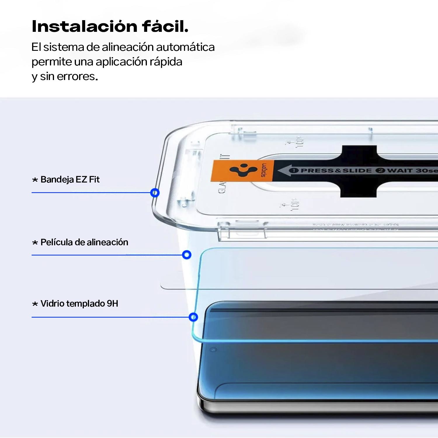 Protector Pantalla Vidrio Spigen EZ FIT GLAS.tR Para Galaxy S25 / Galaxy S24 (2 UND)