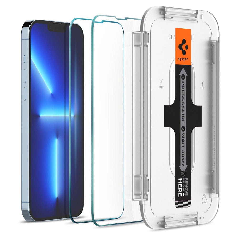 Mica Vidrio Templado Spigen EZ FIT GLAS.tR S.P. Para iPhone 14 Plus / iPhone 13 Pro Max (2 UND)