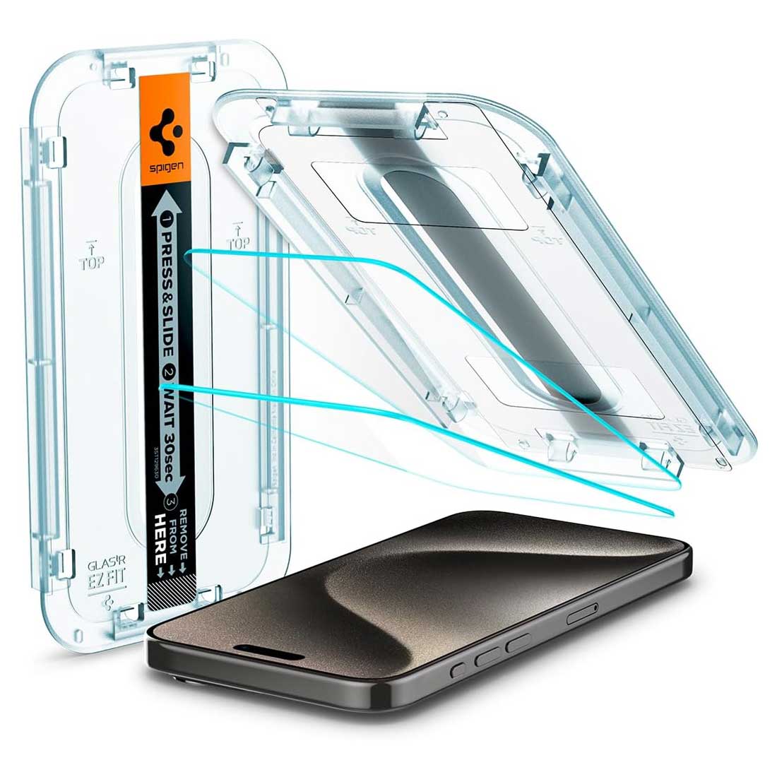 Protector Pantalla Vidrio Spigen EZ FIT GLAS.tR S.P. Para iPhone 15 Pro Max (2 UND)