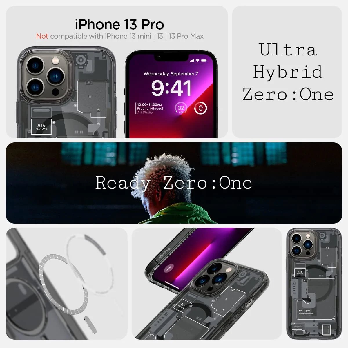 Case Negro Spigen Ultra Hybrid Zero One iPhone 13 Pro Max (Magsafe)