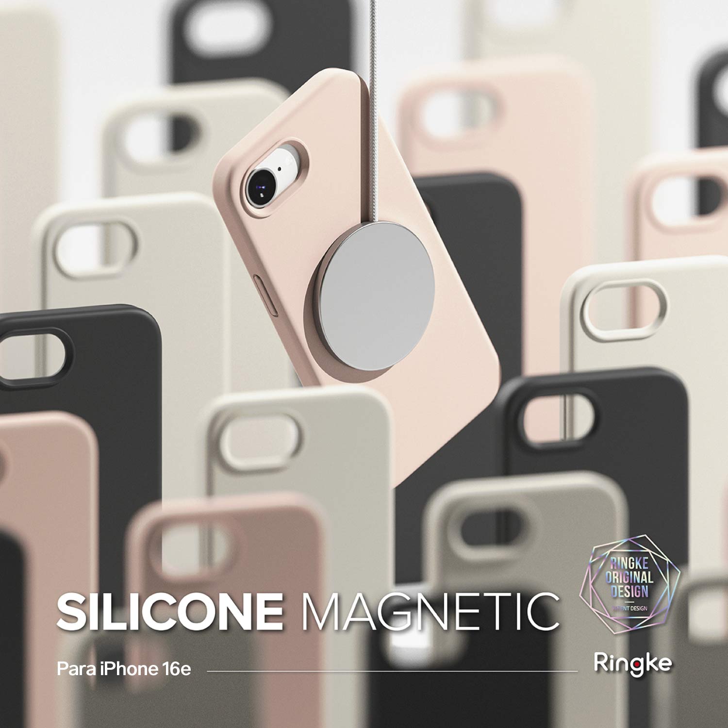 Case Rosado Ringke Silicone Para iPhone 16e Con Magsafe