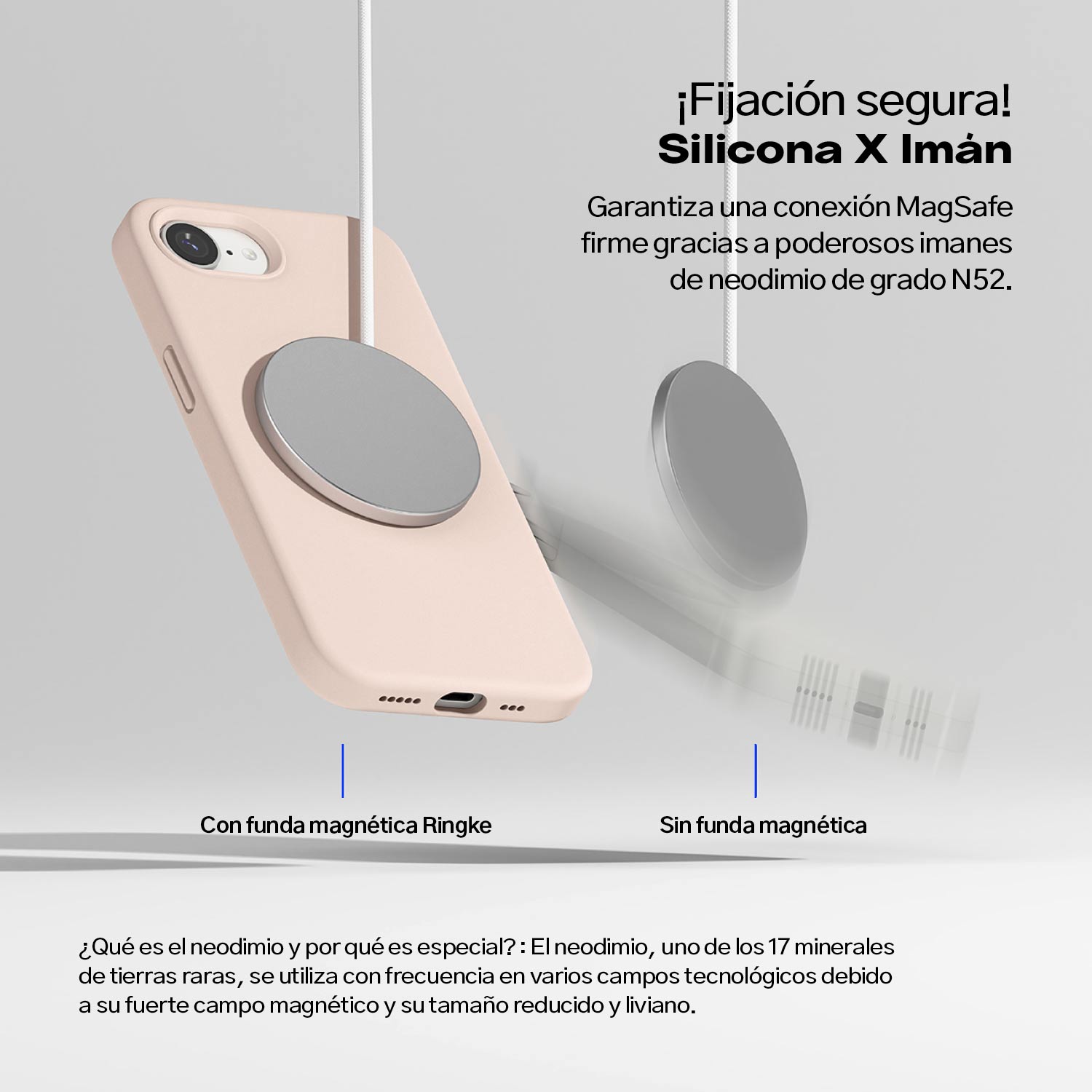 Case Rosado Ringke Silicone Para iPhone 16e Con Magsafe