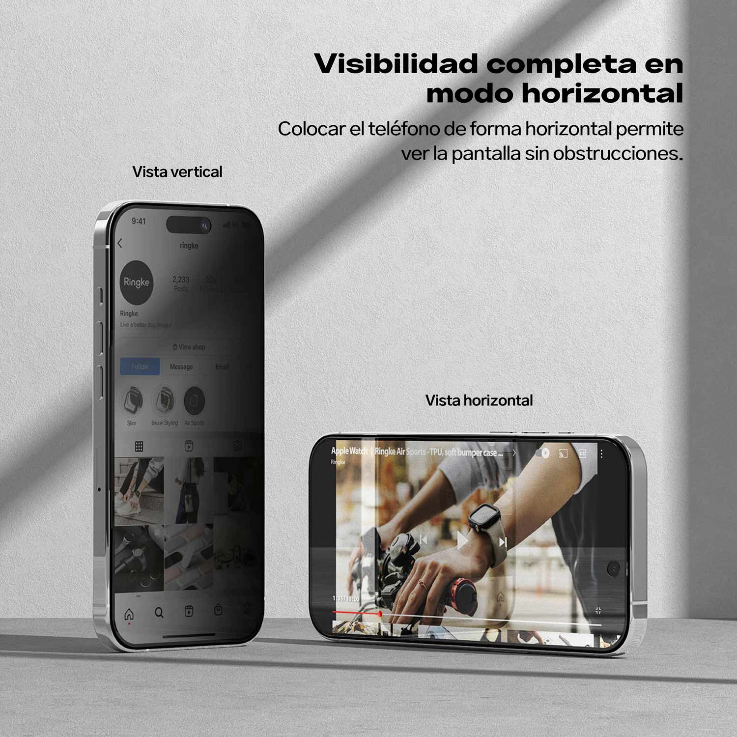 Protector de Pantalla Vidrio Ringke Anti-espía Para iPhone 15 Pro (instalador)