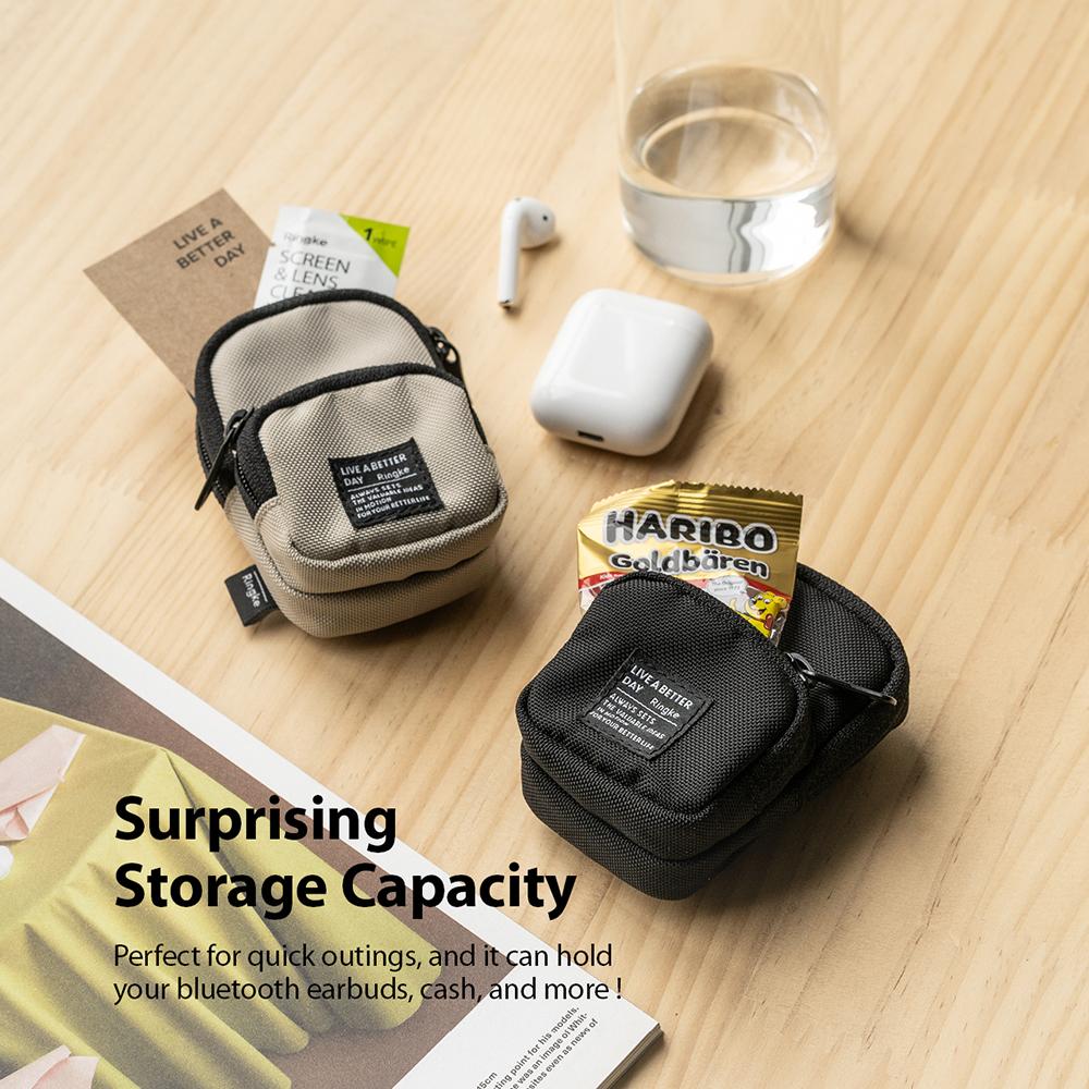 Ringke Mini Bolso Negro Para Galaxy Buds Airpods Tarjetas (2 Bolsillos)