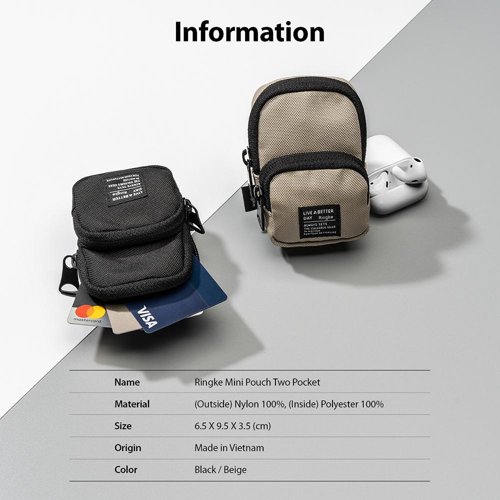 Ringke Mini Bolso Negro Para Galaxy Buds Airpods Tarjetas (2 Bolsillos)